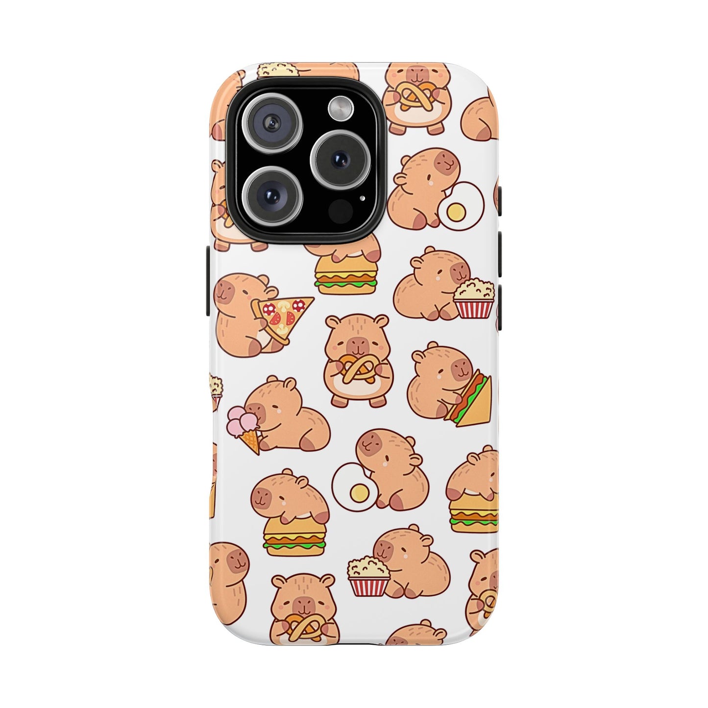 Cute Capybara Eating Pizza Ice Cream & Snacks Cartoon Food Tough Phone Case | Animals