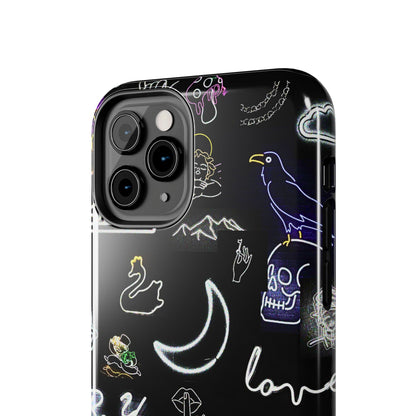 Funda resistente para teléfono estilo neón blanco | Estética