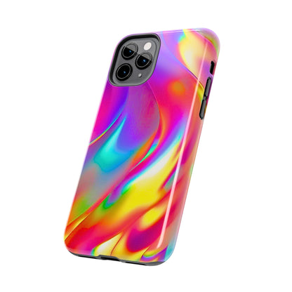 Funda resistente para teléfono con brillo metálico holográfico y estilo abstracto | Estética