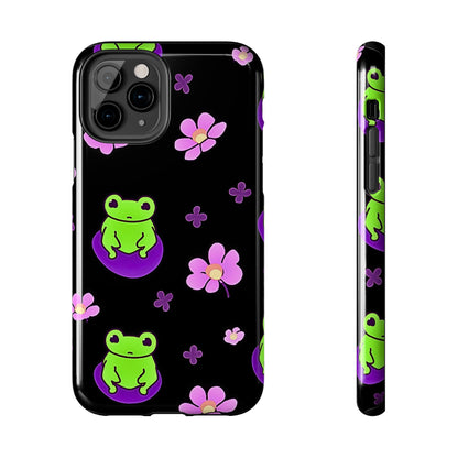 Cute Frog & Pink Flowers Pattern Style Tough Phone Case | Animals