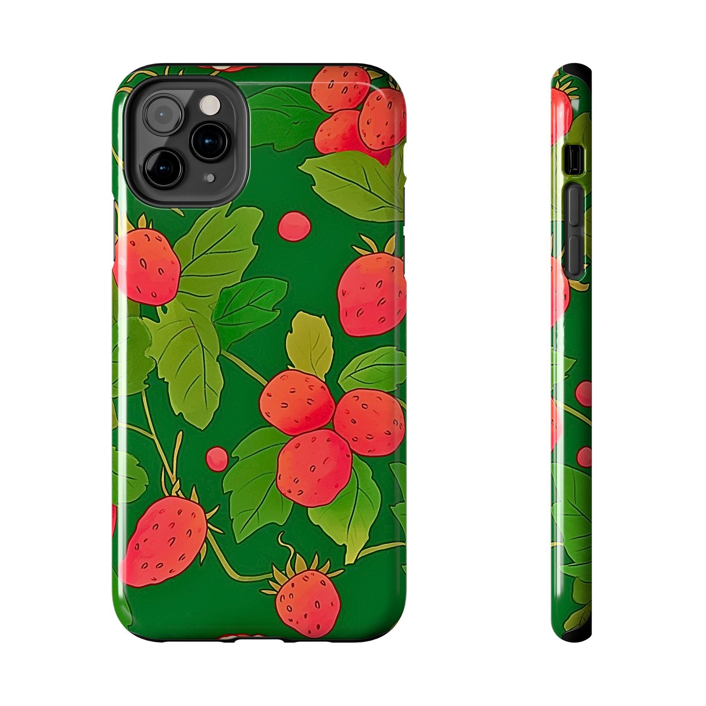 Dark Strawberry Pattern Preppy Tough Phone Case | Aesthetic