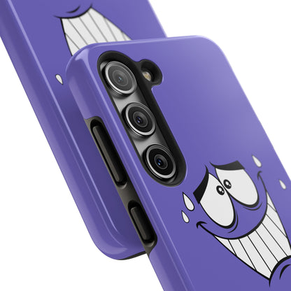Awkward Nervous Cartoon Face Purple Background Tough Phone Case | Funny