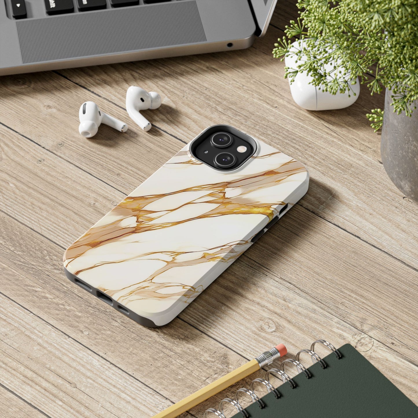 Funda/Cubierta resistente para teléfono con textura de mármol dorado de lujo | Estética