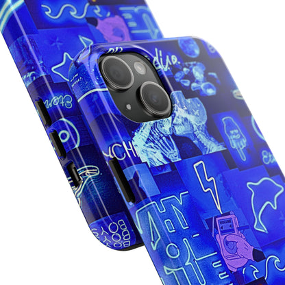 Blue Neon Style Tough Phone Case | Aesthetic