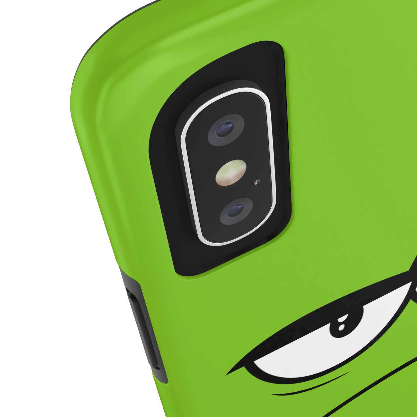 Grumpy Mood Face Green Background Funny Expression Tough Phone Case | Funny