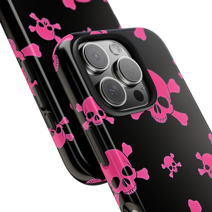 Funda resistente para teléfono estilo emo con calavera rosa | Estética