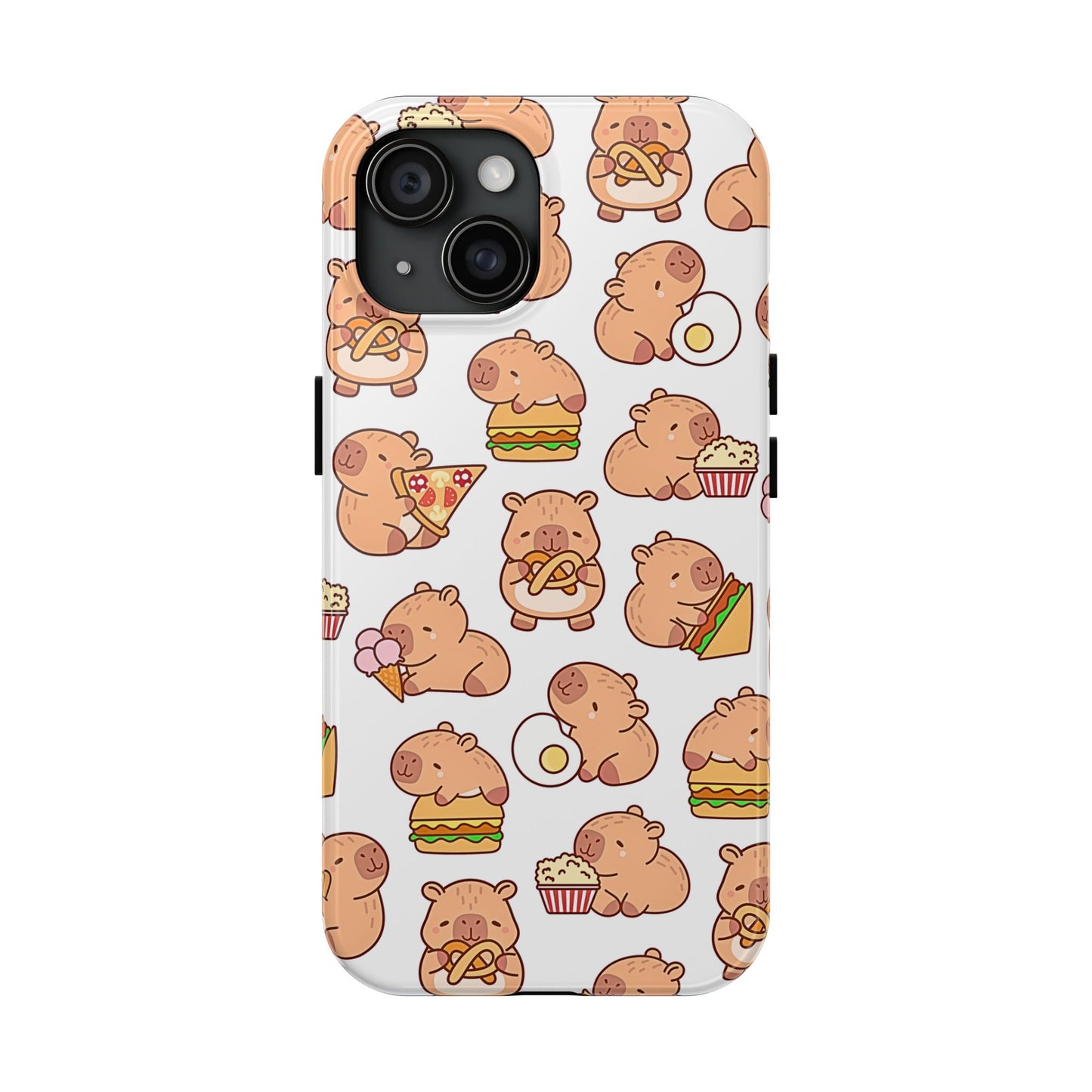 Cute Capybara Eating Pizza Ice Cream & Snacks Cartoon Food Tough Phone Case | Animals