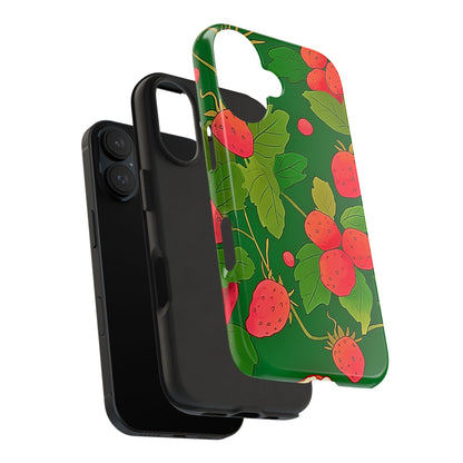 Dark Strawberry Pattern Preppy Tough Phone Case | Aesthetic