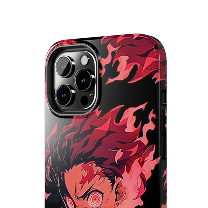 Tanjiro Kamado Flamed Style Black Tough Phone Case | Anime - Demon Slayer