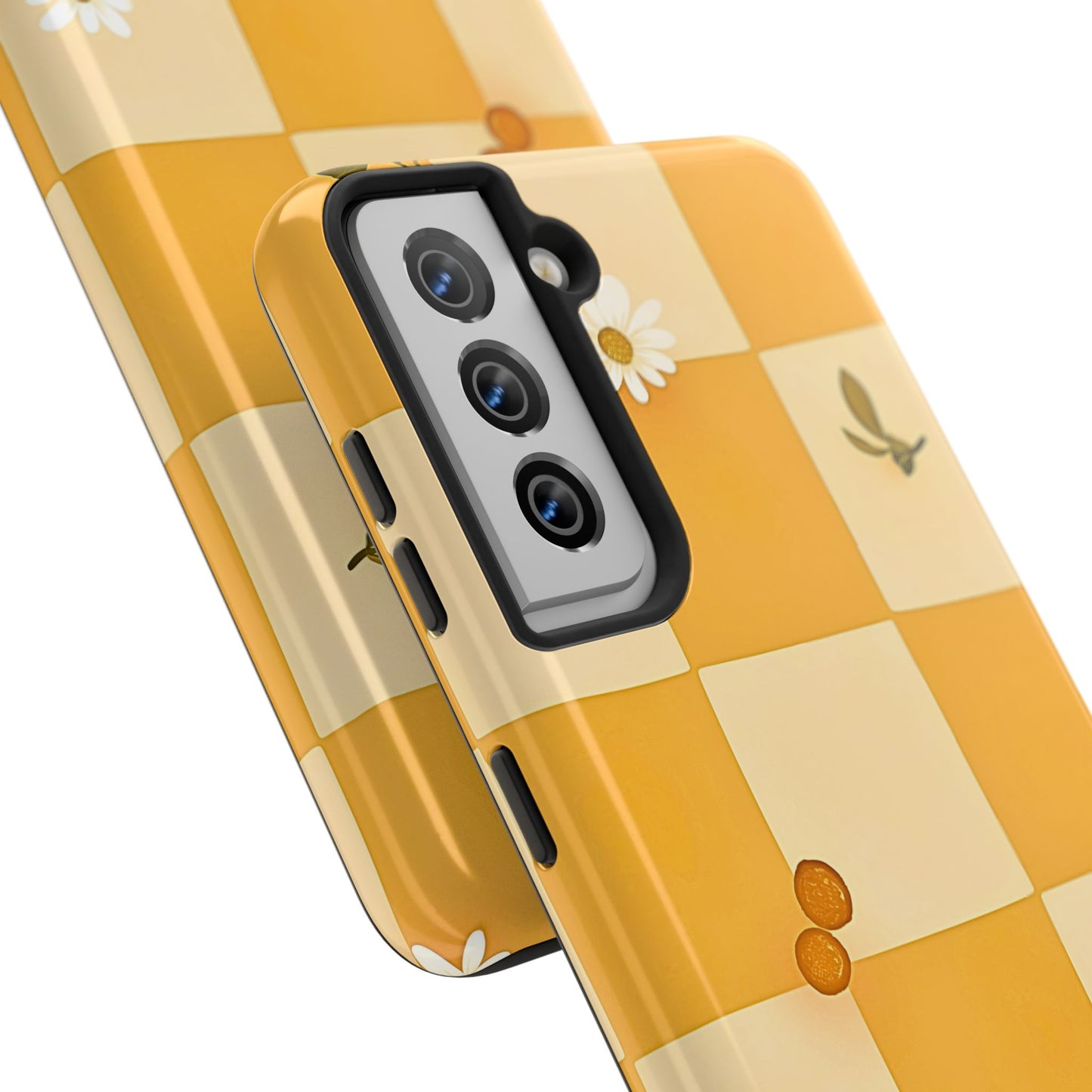 Yellow Checkered Preppy Daisies Tough Phone Case | Aesthetic