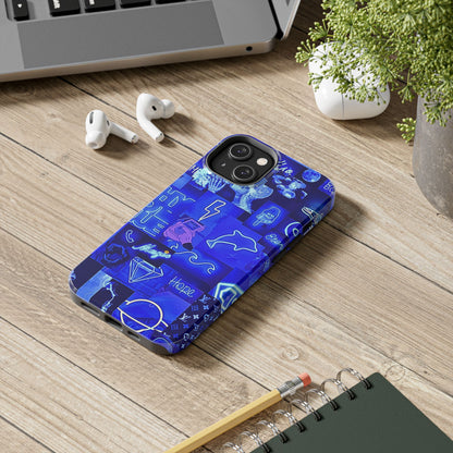 Blue Neon Style Tough Phone Case | Aesthetic