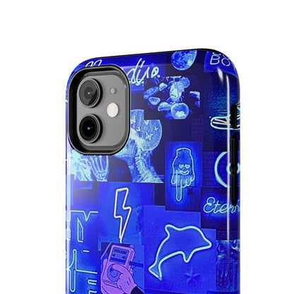 Blue Neon Style Tough Phone Case | Aesthetic