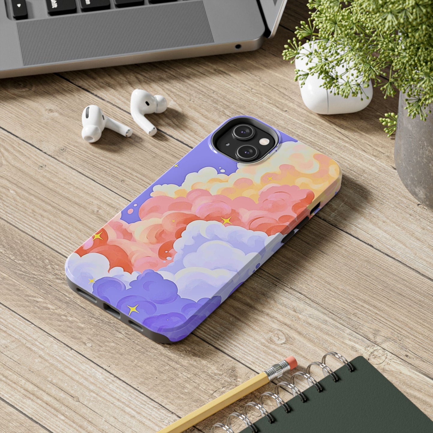 Funda resistente para teléfono con diseño de nubes de colores de ensueño | Estética