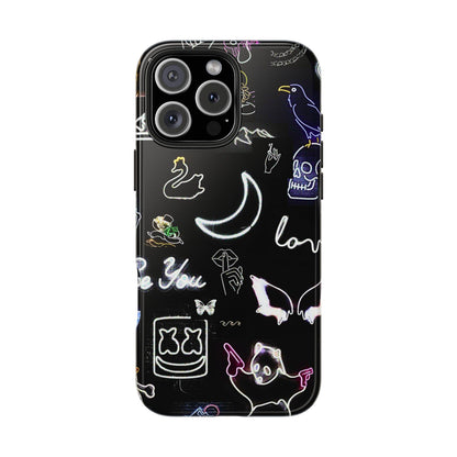 Funda resistente para teléfono estilo neón blanco | Estética