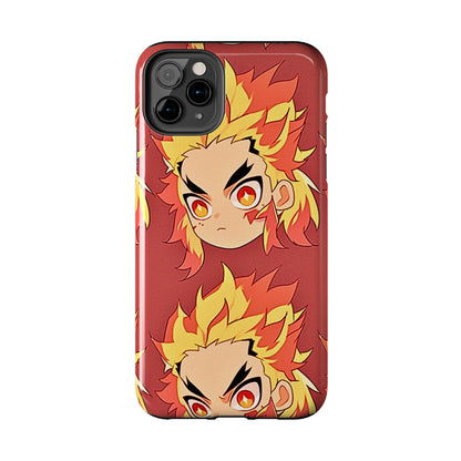 Rengoku Head Pattern Dark Orange Tough Phone Case | Anime - Demon Slayer