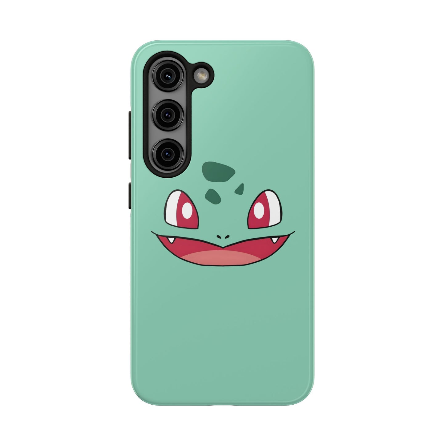 Green Leaf Dino Smile Red Eyes Cute Creature Tough Phone Case | Anime