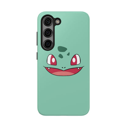 Green Leaf Dino Smile Red Eyes Cute Creature Tough Phone Case | Anime