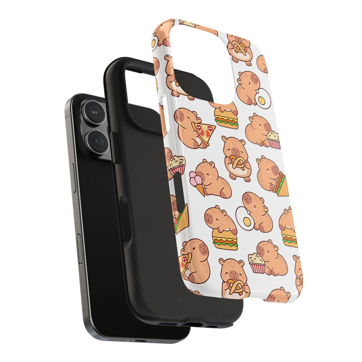 Cute Capybara Eating Pizza Ice Cream & Snacks Cartoon Food Tough Phone Case | Animals
