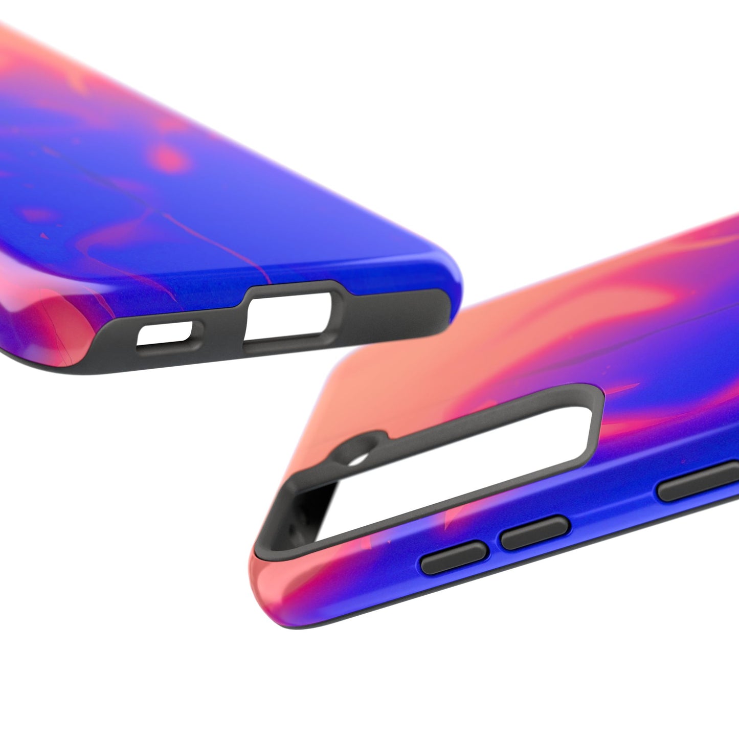 Funda resistente para teléfono con diseño de llamas, degradado abstracto y resplandor del atardecer | Estética