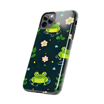 Kawaii Froggy Pattern Black Tough Phone Case | Animals