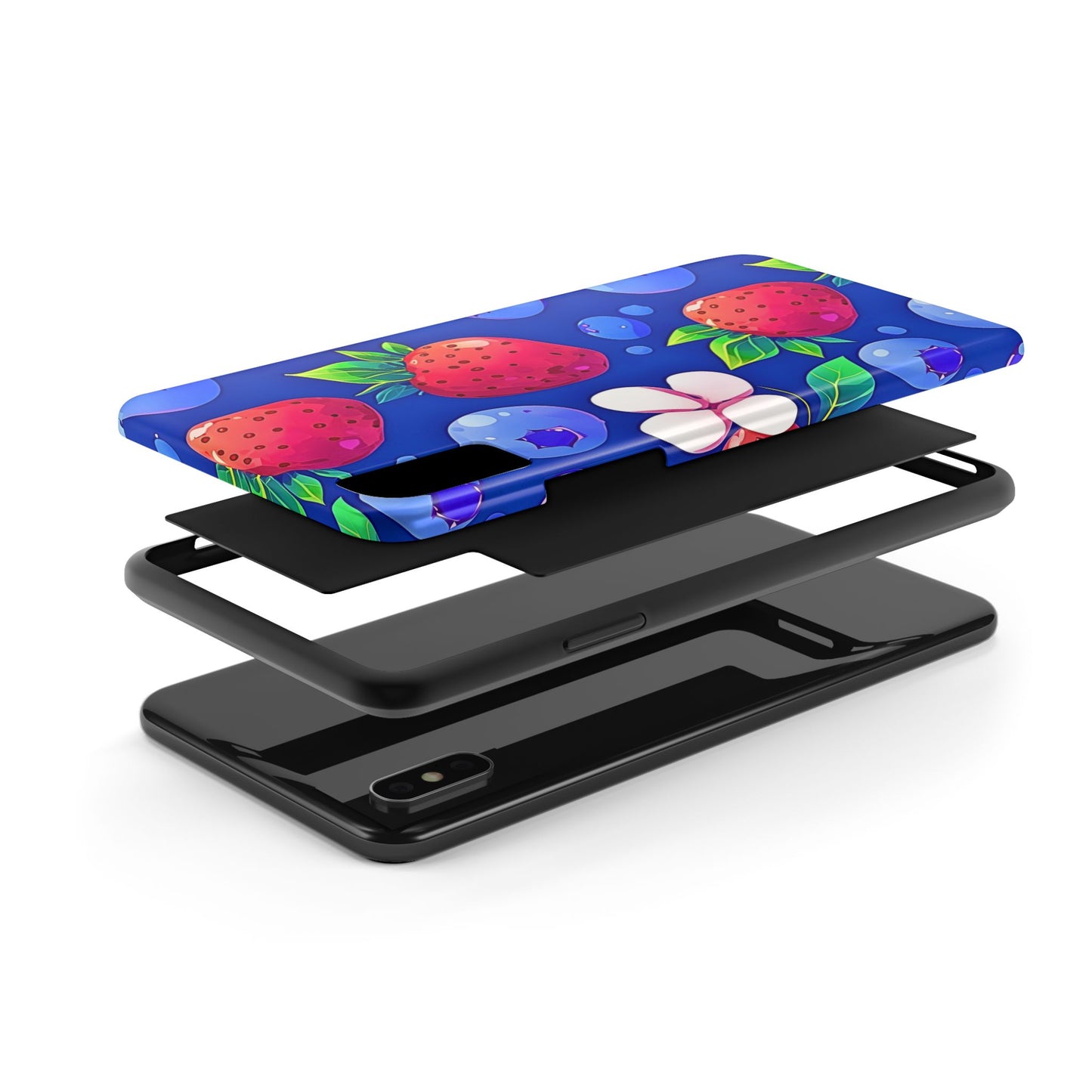 Cute Blueberry Strawberry Fruit Pattern Tough Phone Case | Aesthetic