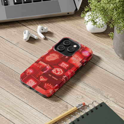 Funda resistente para teléfono con diseño de neón rojo | Estética