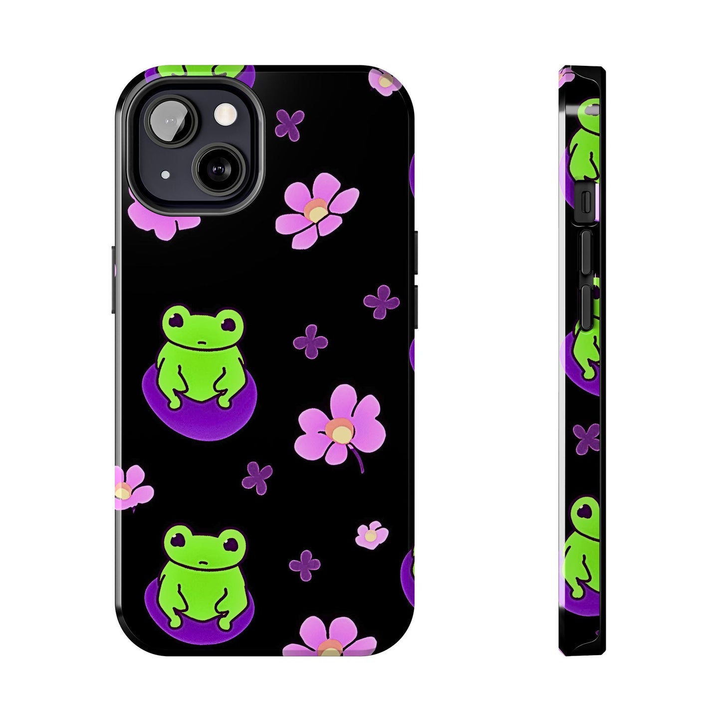 Cute Frog & Pink Flowers Pattern Style Tough Phone Case | Animals