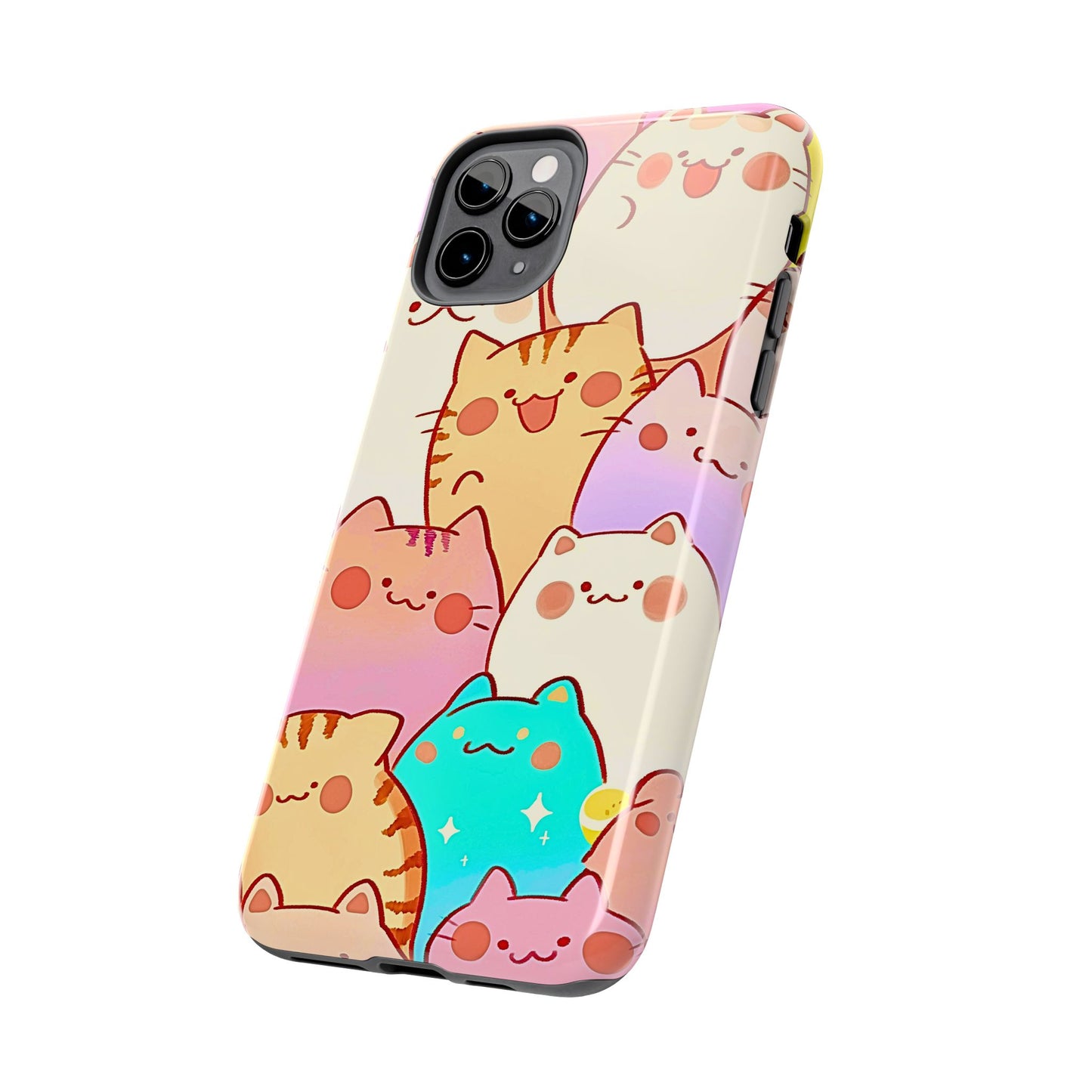 Kawaii Chubby Adorable Cats Tough Phone Case | Animals