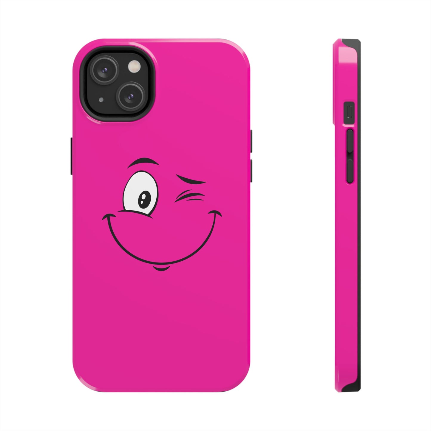 Winking Face Pink Background Cheeky Cartoon Style Tough Phone Case | Funny