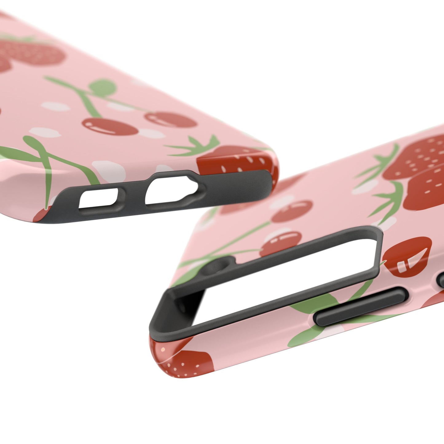 Cute Pink and Red Cherry and Strawberry Tough Phone Case | Food