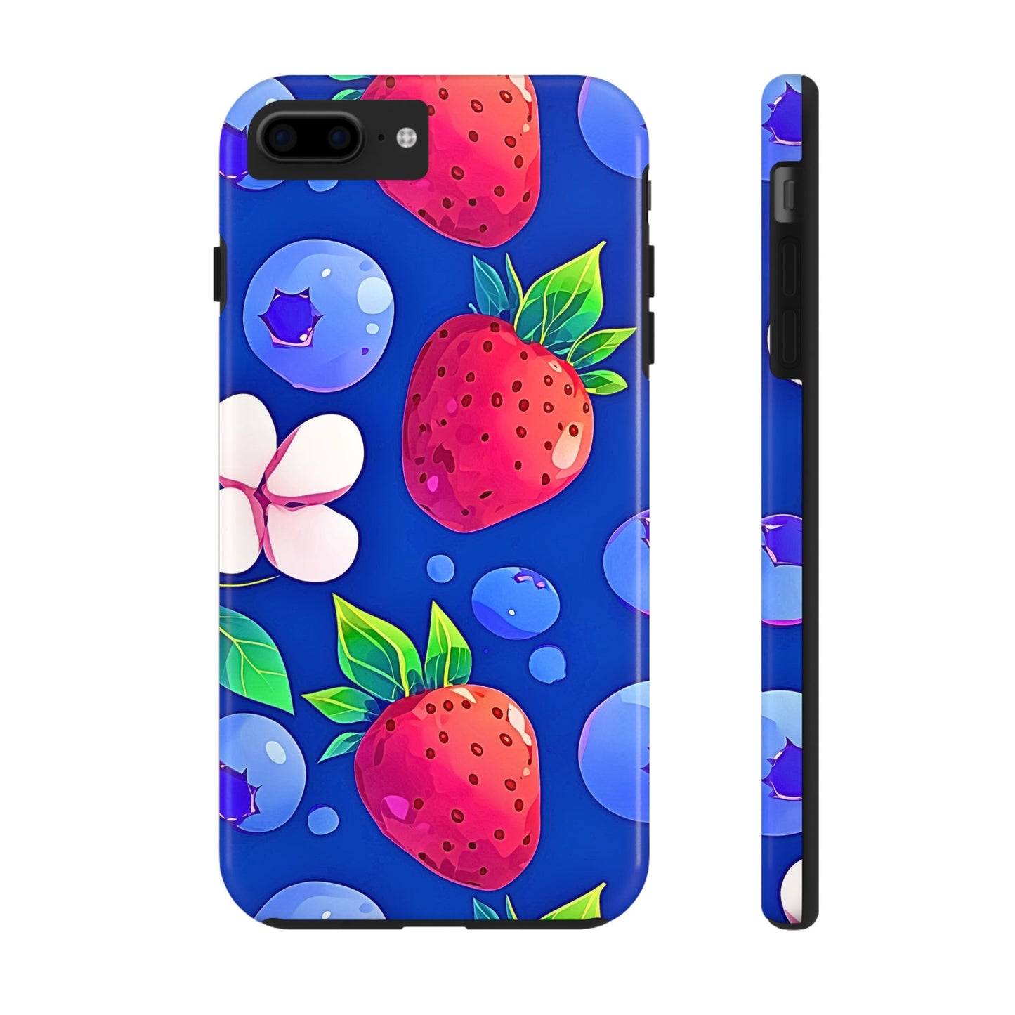 Cute Blueberry Strawberry Fruit Pattern Tough Phone Case | Aesthetic