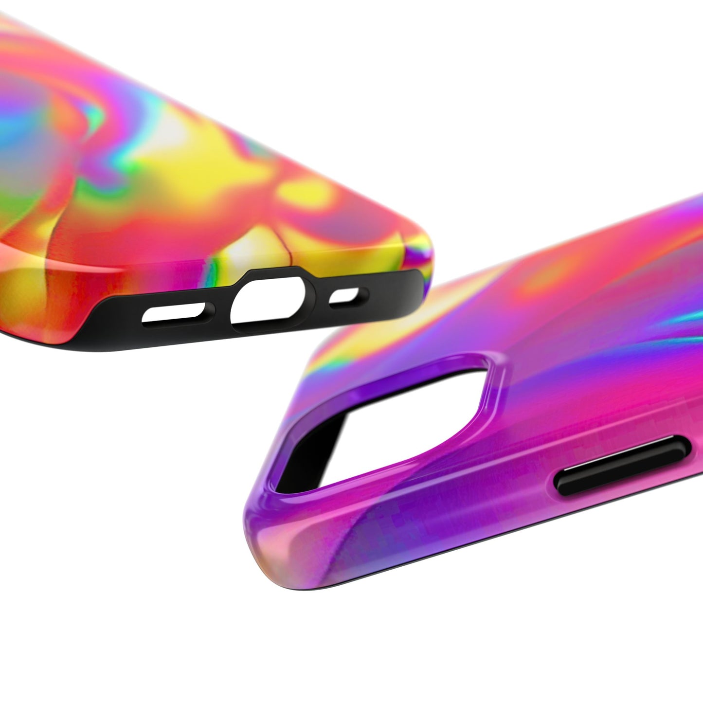 Funda resistente para teléfono con brillo metálico holográfico y estilo abstracto | Estética