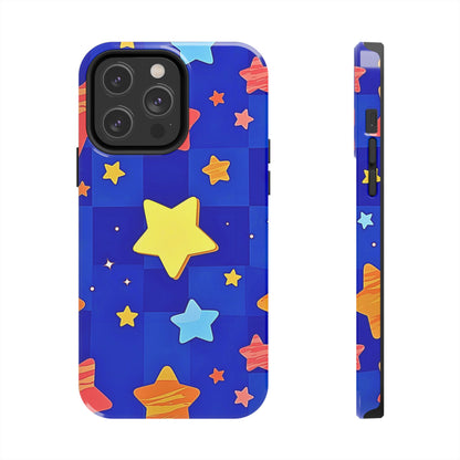 Funda resistente para teléfono con estampado de estrellas vibrantes y preppy | Estética