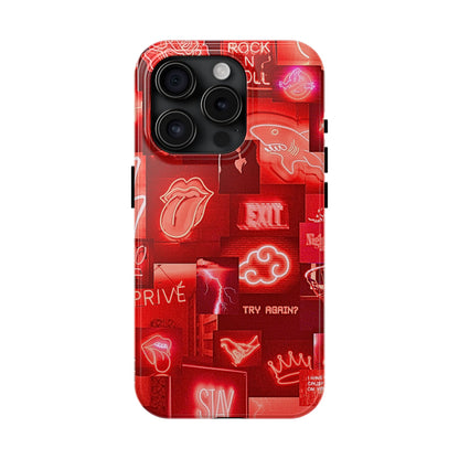 Funda resistente para teléfono con diseño de neón rojo | Estética