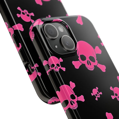 Funda resistente para teléfono estilo emo con calavera rosa | Estética