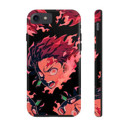 Tanjiro Kamado Flamed Style Black Tough Phone Case | Anime - Demon Slayer