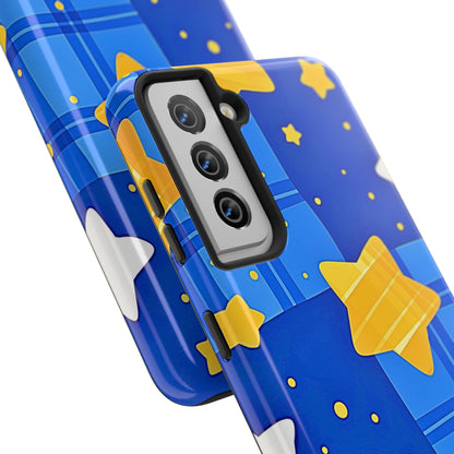 Funda resistente para teléfono con estampado de estrellas y cuadros preppy | Estética