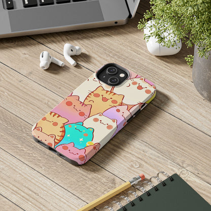 Kawaii Chubby Adorable Cats Tough Phone Case | Animals