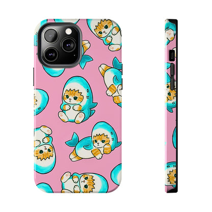 Pink Cute Shark Cats Pattern Tough Phone Case | Animals