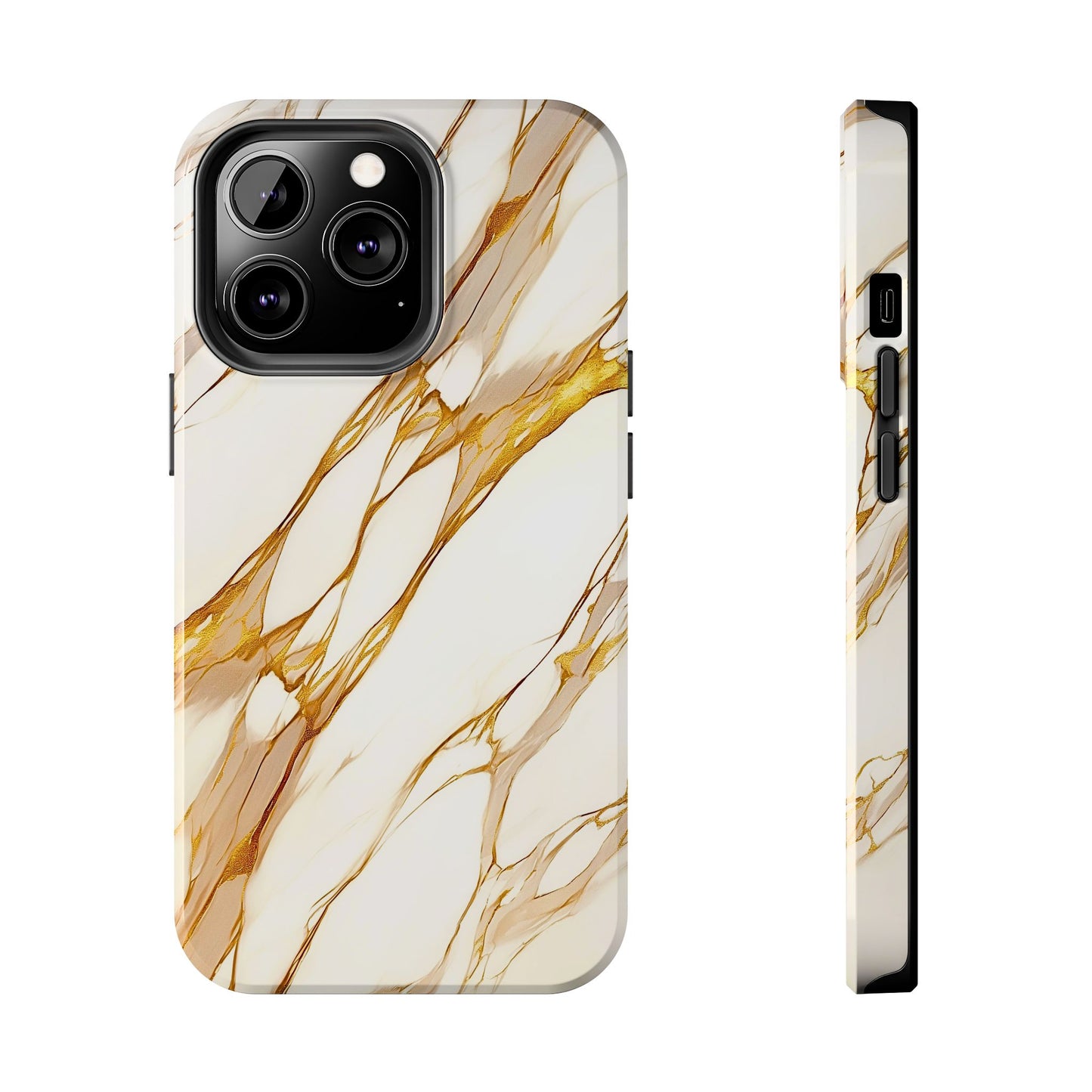 Funda/Cubierta resistente para teléfono con textura de mármol dorado de lujo | Estética