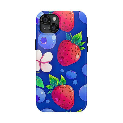 Cute Blueberry Strawberry Fruit Pattern Tough Phone Case | Aesthetic