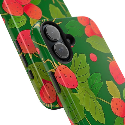 Dark Strawberry Pattern Preppy Tough Phone Case | Aesthetic
