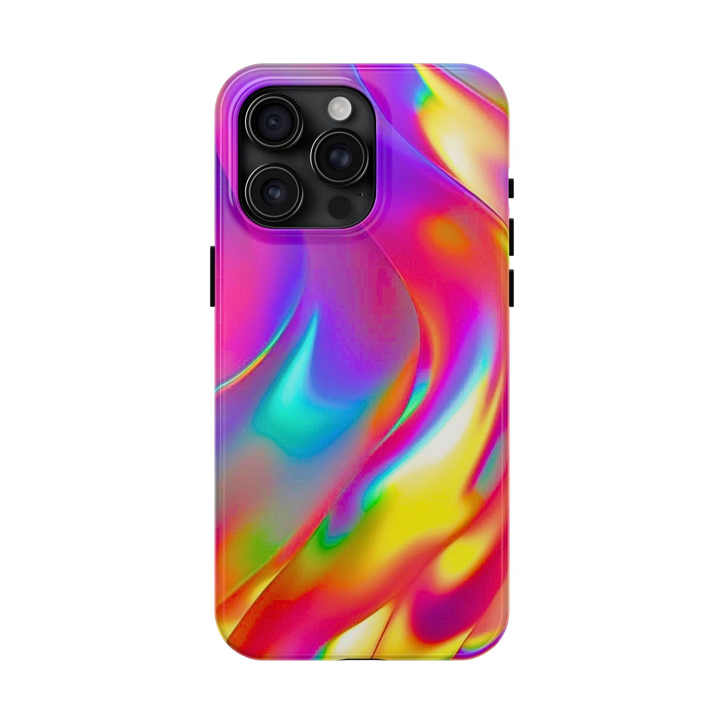 Funda resistente para teléfono con brillo metálico holográfico y estilo abstracto | Estética