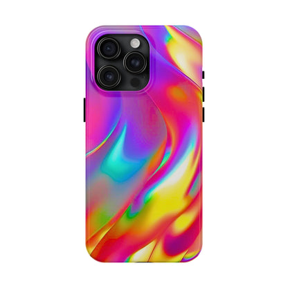Funda resistente para teléfono con brillo metálico holográfico y estilo abstracto | Estética