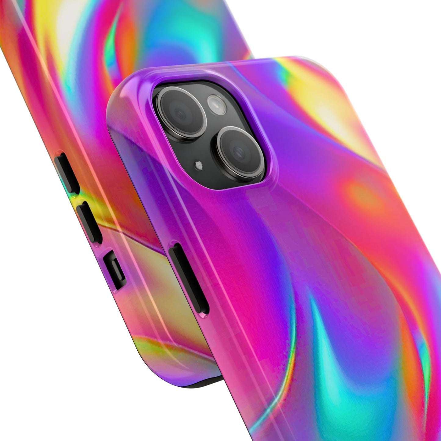 Funda resistente para teléfono con brillo metálico holográfico y estilo abstracto | Estética
