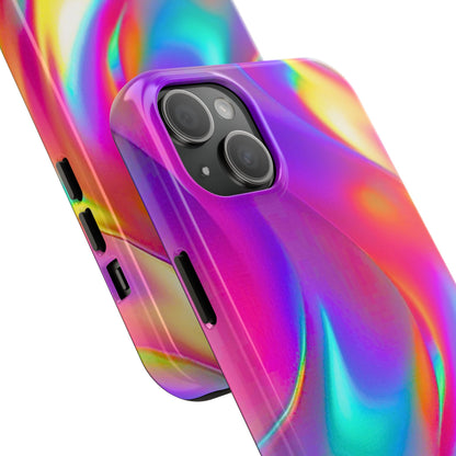 Funda resistente para teléfono con brillo metálico holográfico y estilo abstracto | Estética