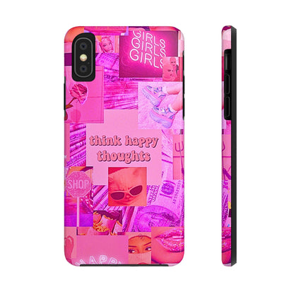 Think Happy Thoughts Pink Tough Phone Case | Aesthetic