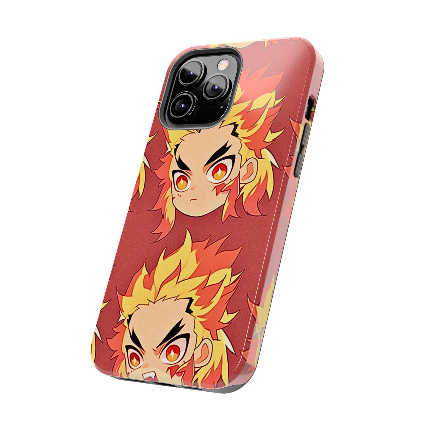 Rengoku Head Pattern Dark Orange Tough Phone Case | Anime - Demon Slayer