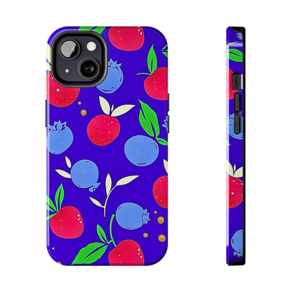 Funda resistente para teléfono con diseño de arándanos y fresas | Estética