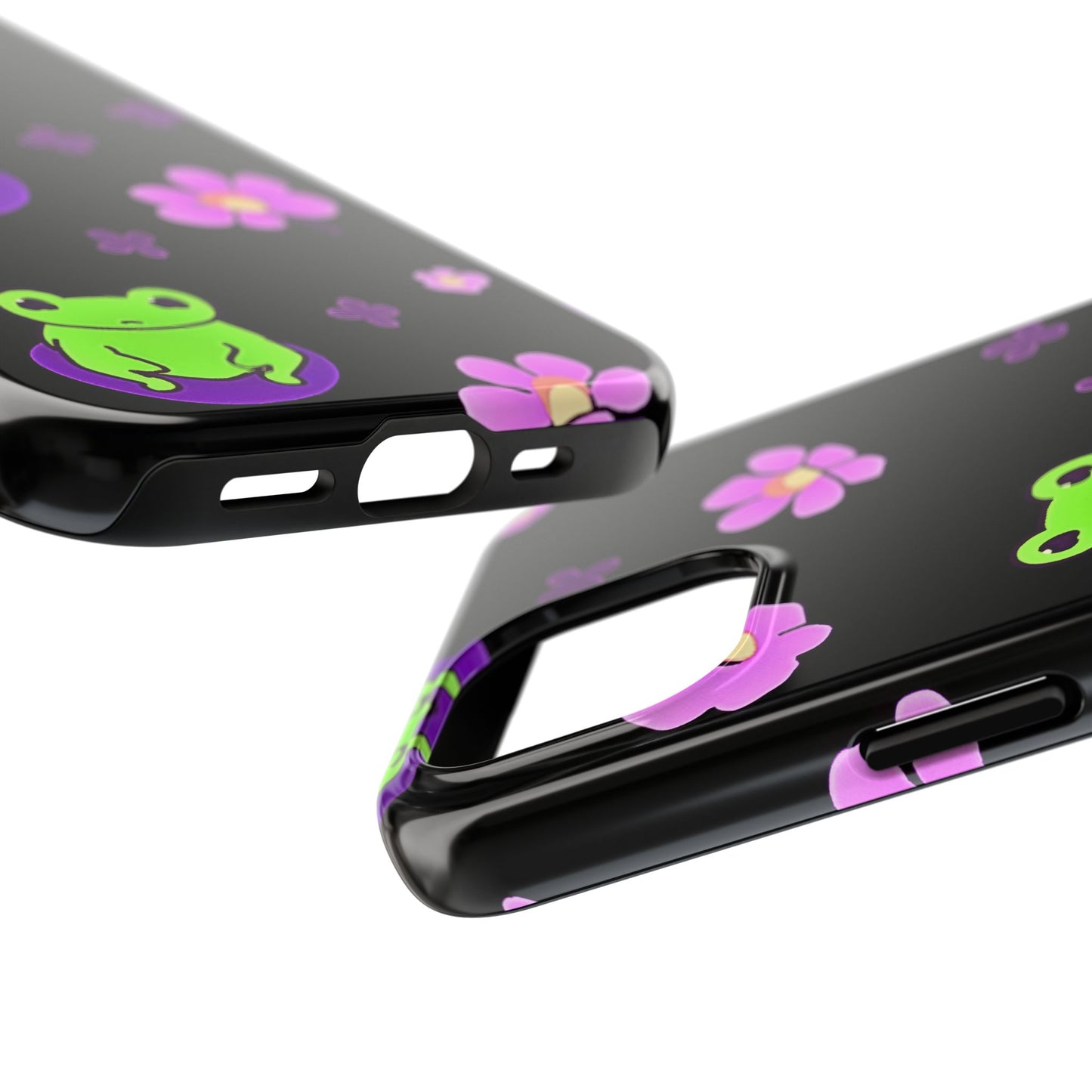 Cute Frog & Pink Flowers Pattern Style Tough Phone Case | Animals